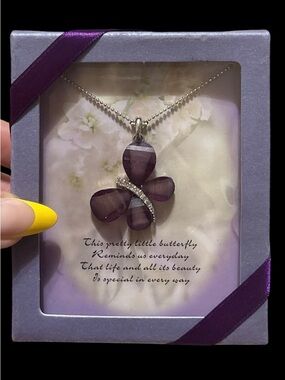 Purple Butterfly Pendant Necklace